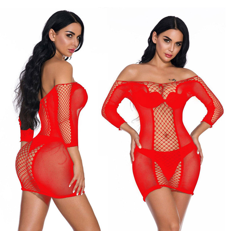 Lingerie Mid-sleeve Fishnet Short Skirt