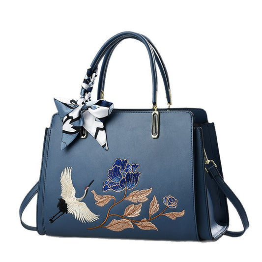 Chinese-Style National-Flair Embroidered Crane Bag