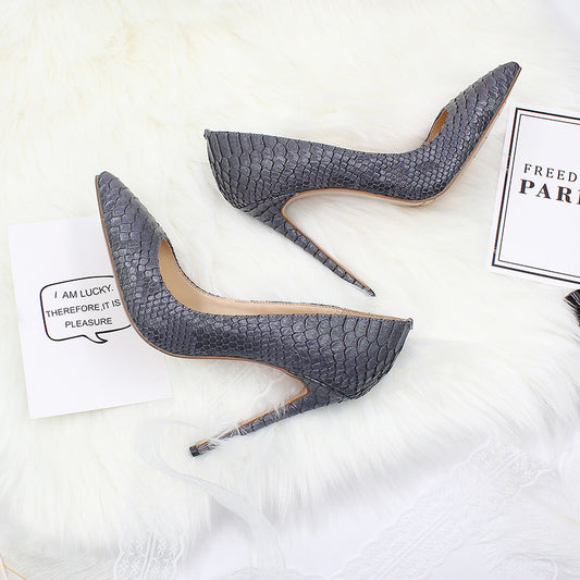 snake skin high heels