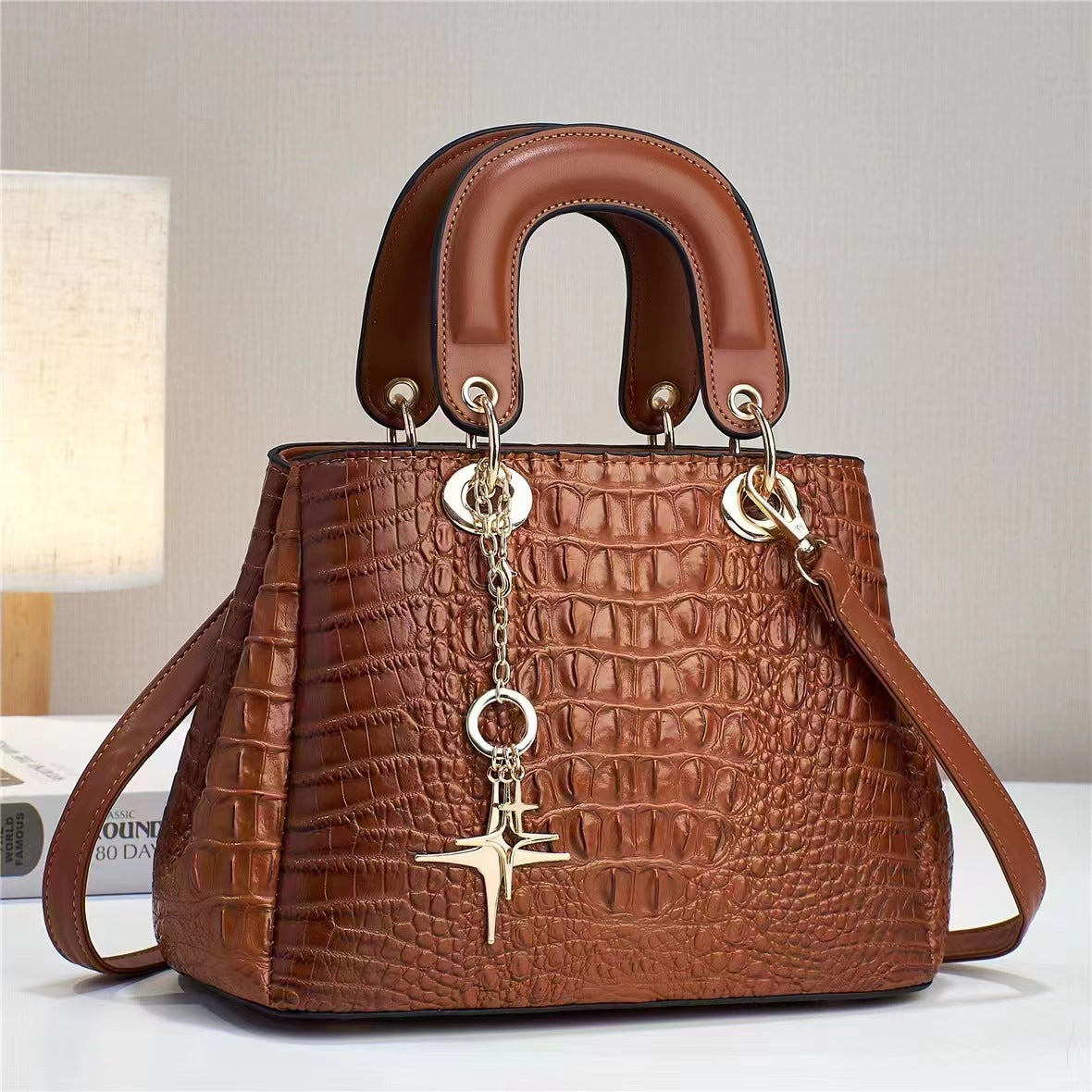 Elegant Crocodile Skin Lady Bag