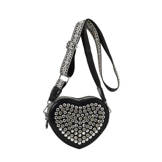Heart Bag Wide Shoulder Strap Western Style All-matching Rivet