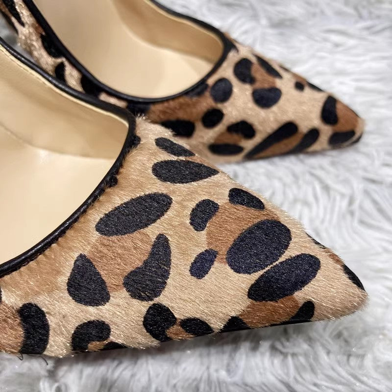 Suede Leopard Print High Heels For Women