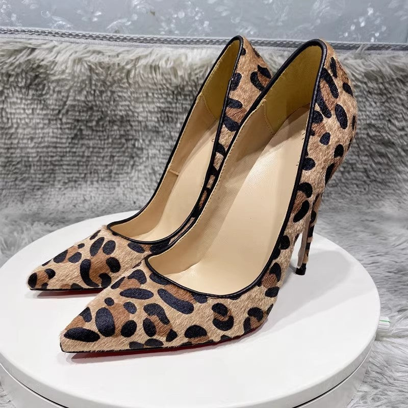Suede Leopard Print High Heels For Women