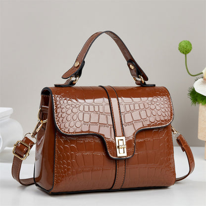 Sleek Stone-patterned Leather Crossbody Bag