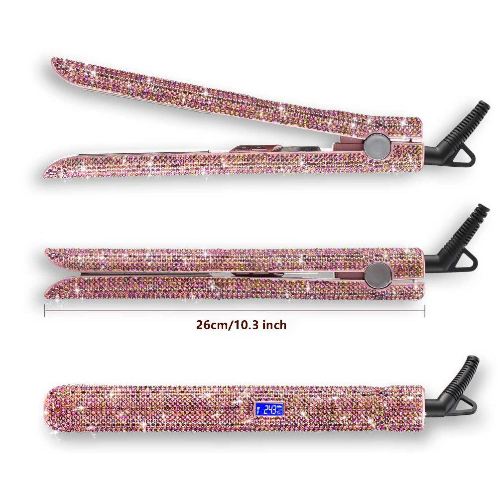 Professional Glitter Flat Iron Titanium Plate Diamond Hair Straightener