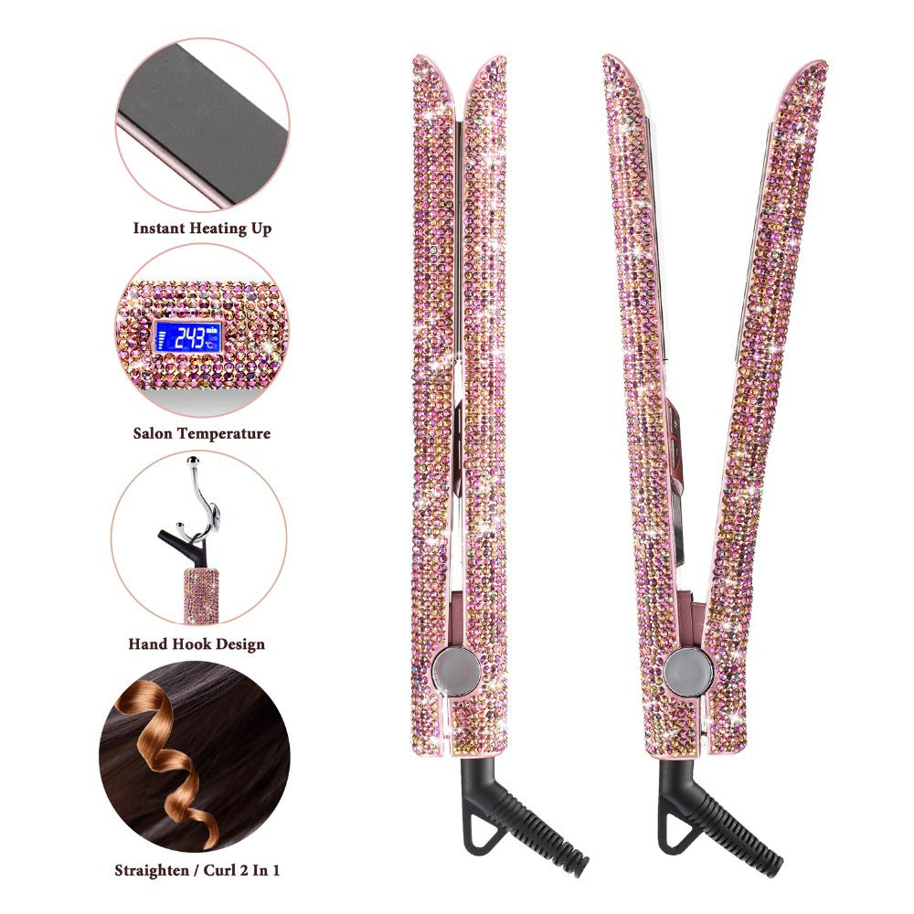 Professional Glitter Flat Iron Titanium Plate Diamond Hair Straightener