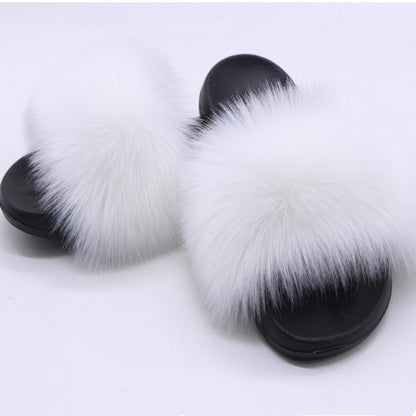 Faux Fox Fur Slippers