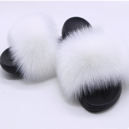 Faux Fox Fur Slippers