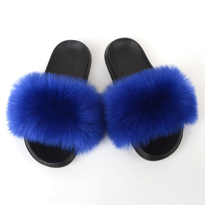 Faux Fox Fur Slippers