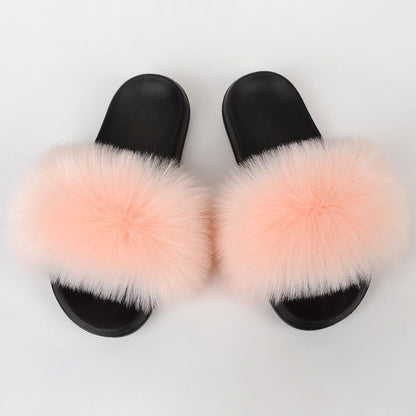 Faux Fox Fur Slippers