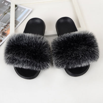 Faux Fox Fur Slippers