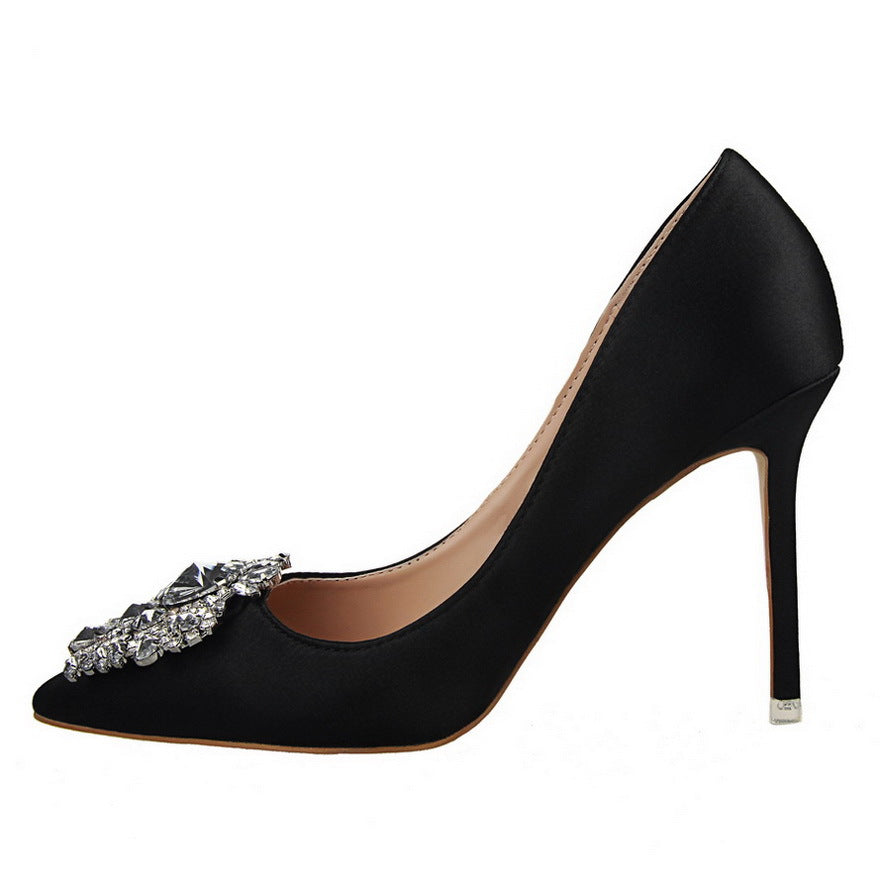 Black High Heels Stiletto Professional Leather