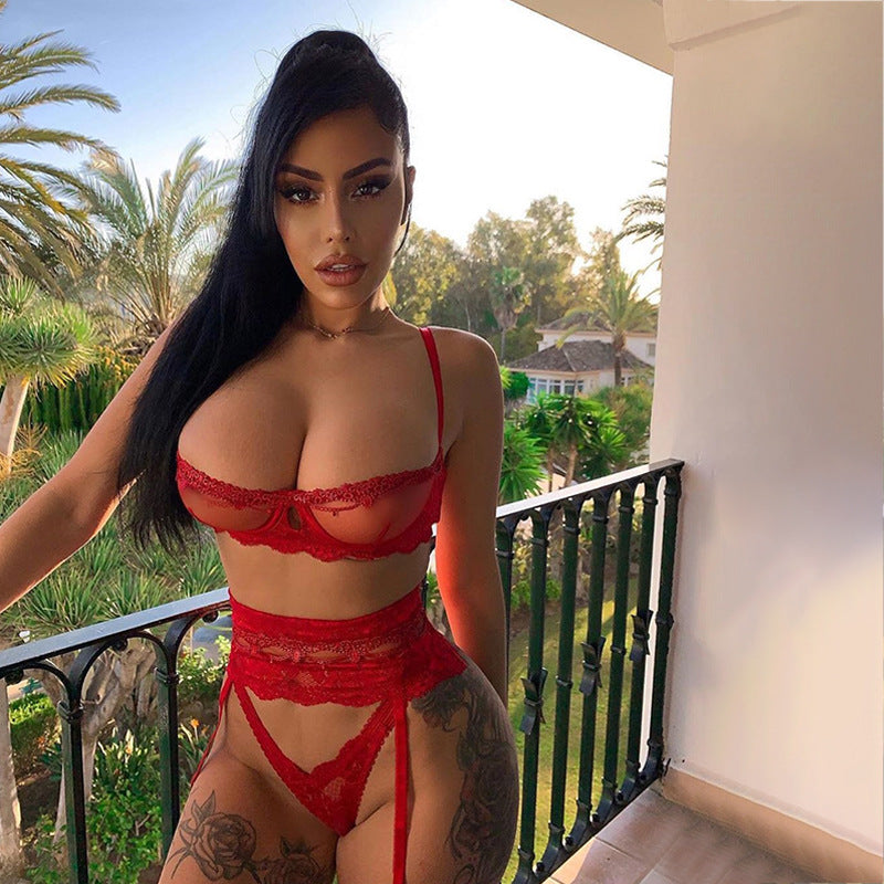 3-piece Lingerie Set Transparent Bra Set