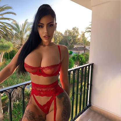 3-piece Lingerie Set Transparent Bra Set