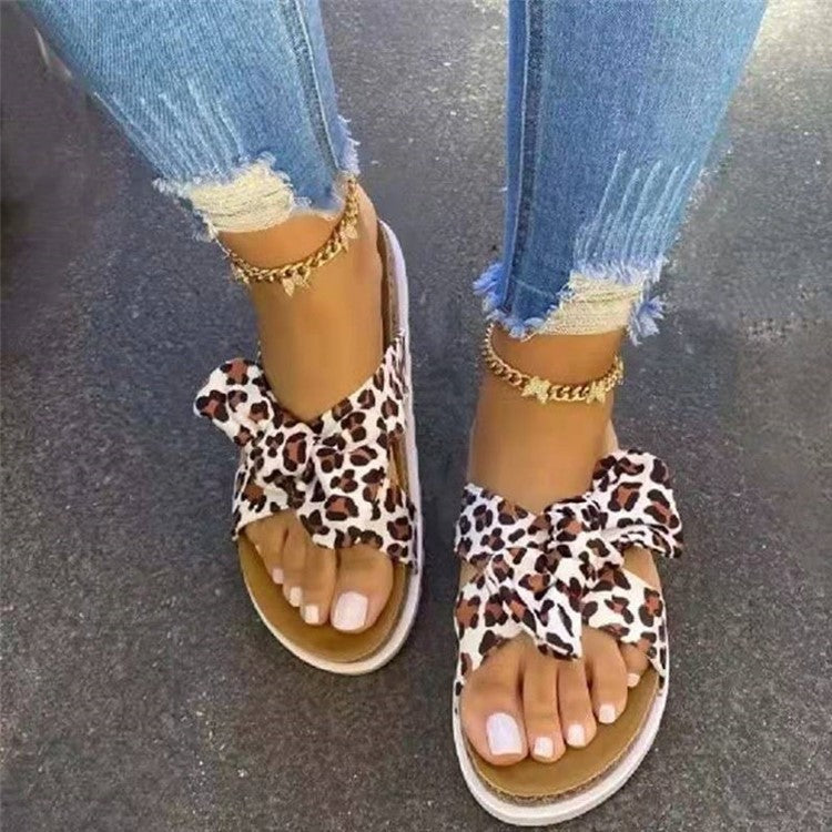 Summer Thick Soled Beach Bowknot Slippers