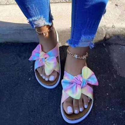 Summer Thick Soled Beach Bowknot Slippers