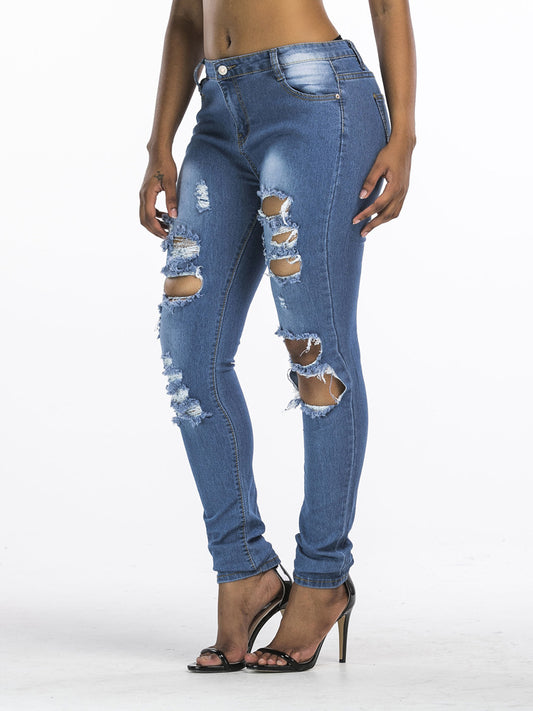 Ripped Jeans Cross-border Hot Models Plus Size Pants