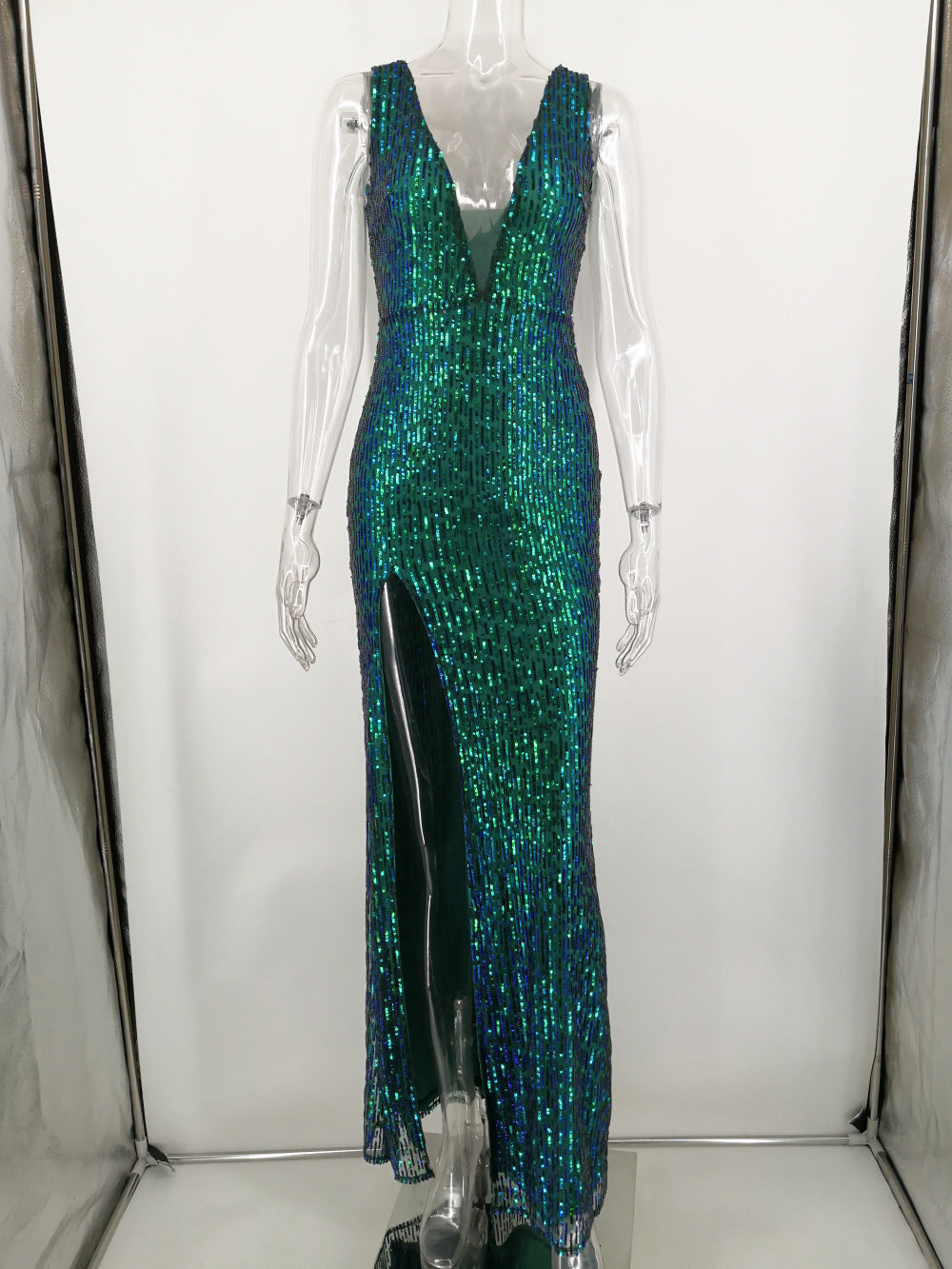 Halter Retro Sequin Long Dress