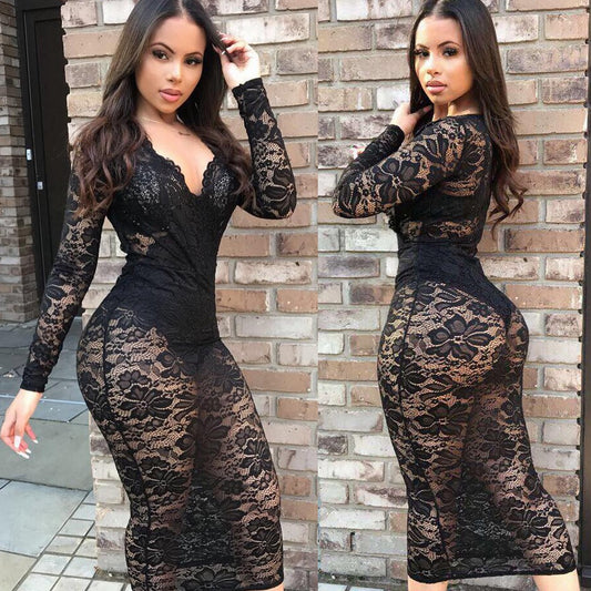 Sexy Lace V-neck Dress