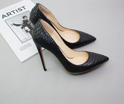 snake skin high heels