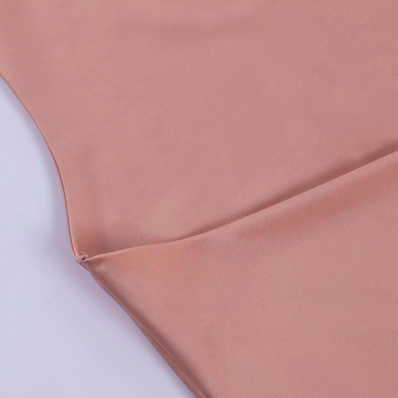 Satin Dress V Neck Backless Mini Sleeveless
