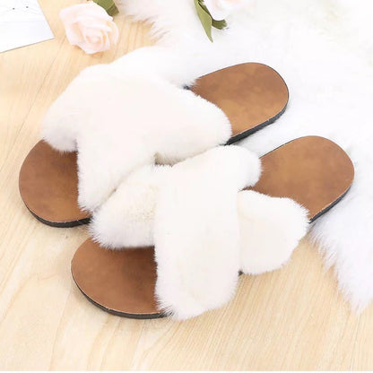 Cross hair flat bottom slippers