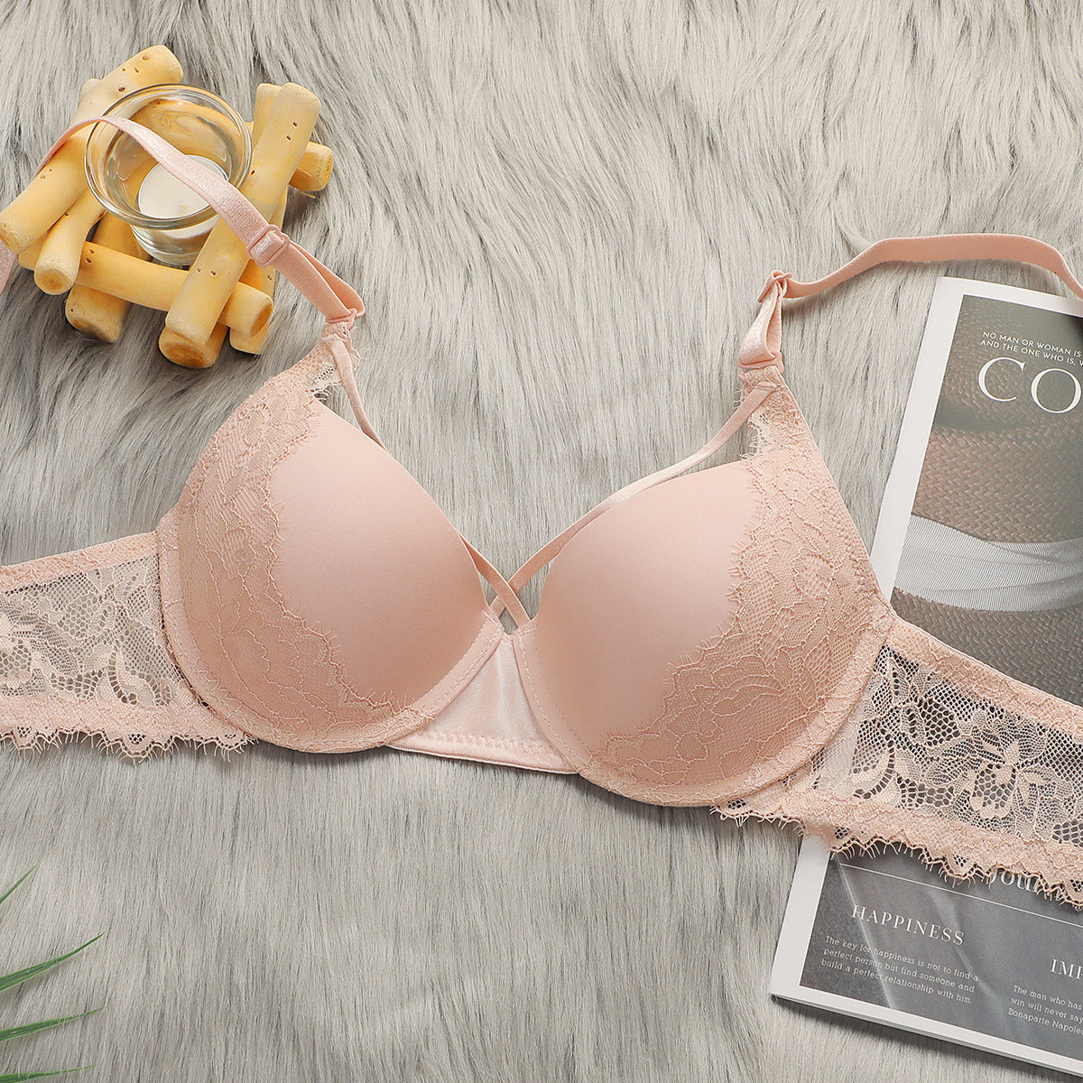 Lingerie Set, Pink, Sweet And Comfortable Push-up Bra