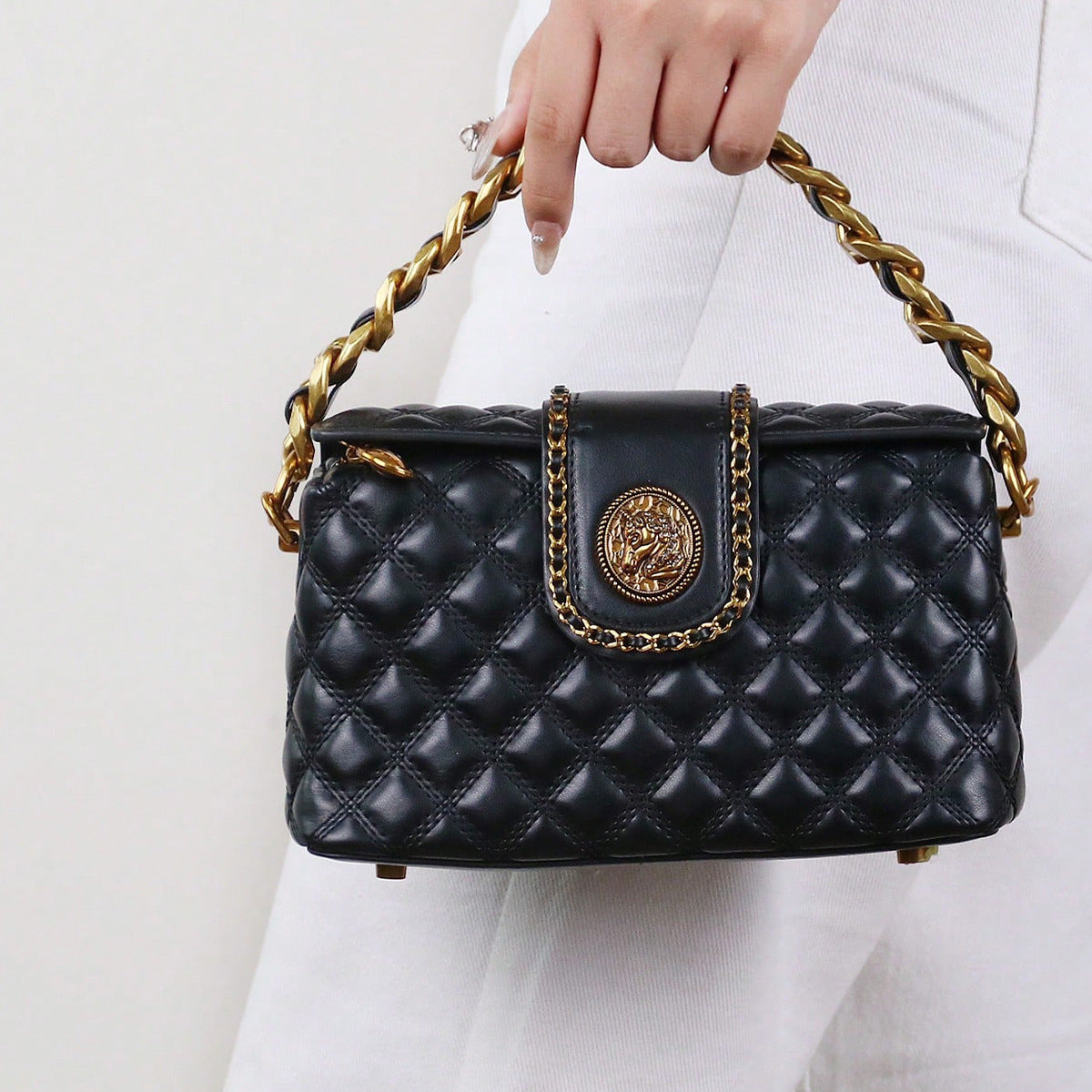 Stylish Solid colour High-end Diamond quilted Crossbody Bag