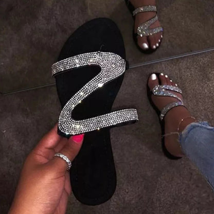 New bright diamond flat slippers