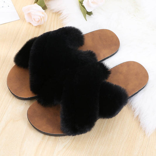 Cross hair flat bottom slippers