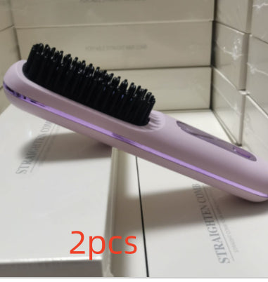 2 In 1 Straight Hair Comb Wireless Hair Straightener Brush Hair Fast Heating