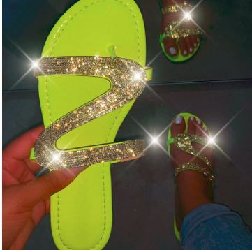 New bright diamond flat slippers