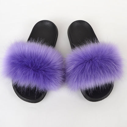 Faux Fox Fur Slippers
