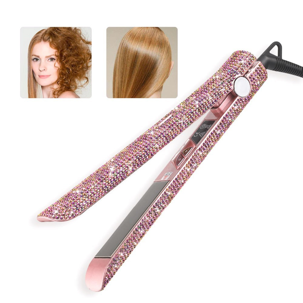 Professional Glitter Flat Iron Titanium Plate Diamond Hair Straightener