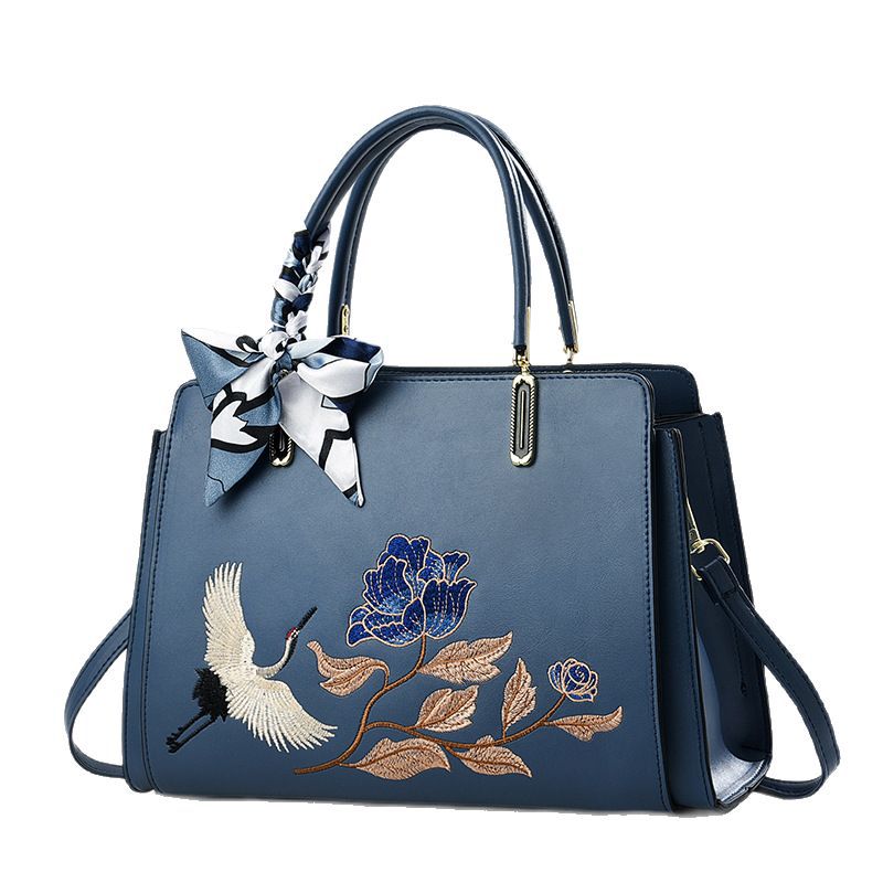 Chinese-Style National-Flair Embroidered Crane Bag