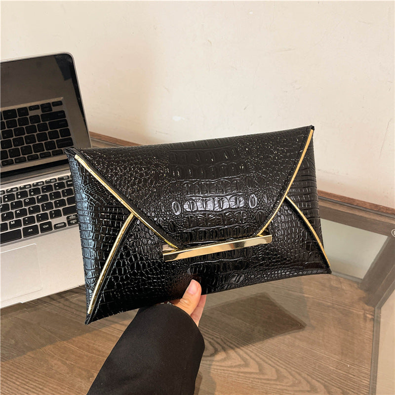 Versatile Trendy Crocodile-pattern Envelope Bag