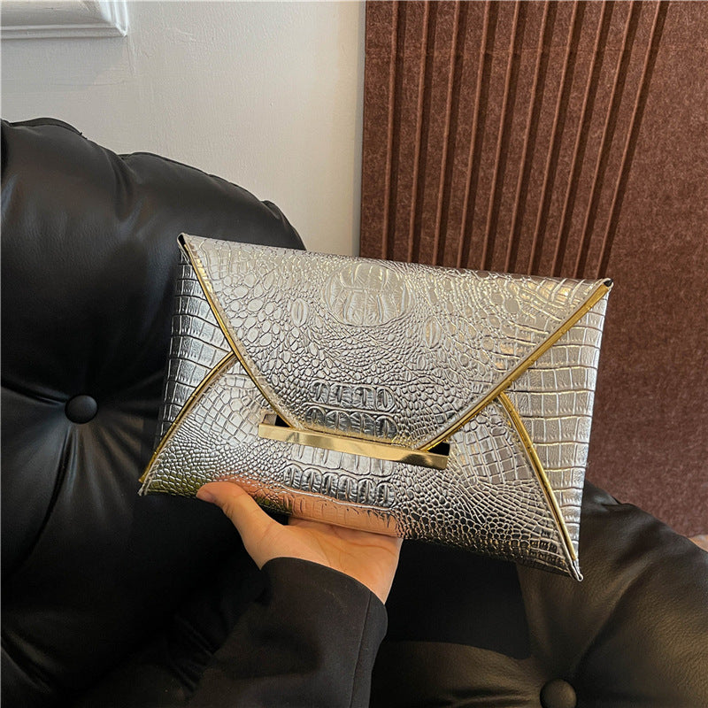 Versatile Trendy Crocodile-pattern Envelope Bag