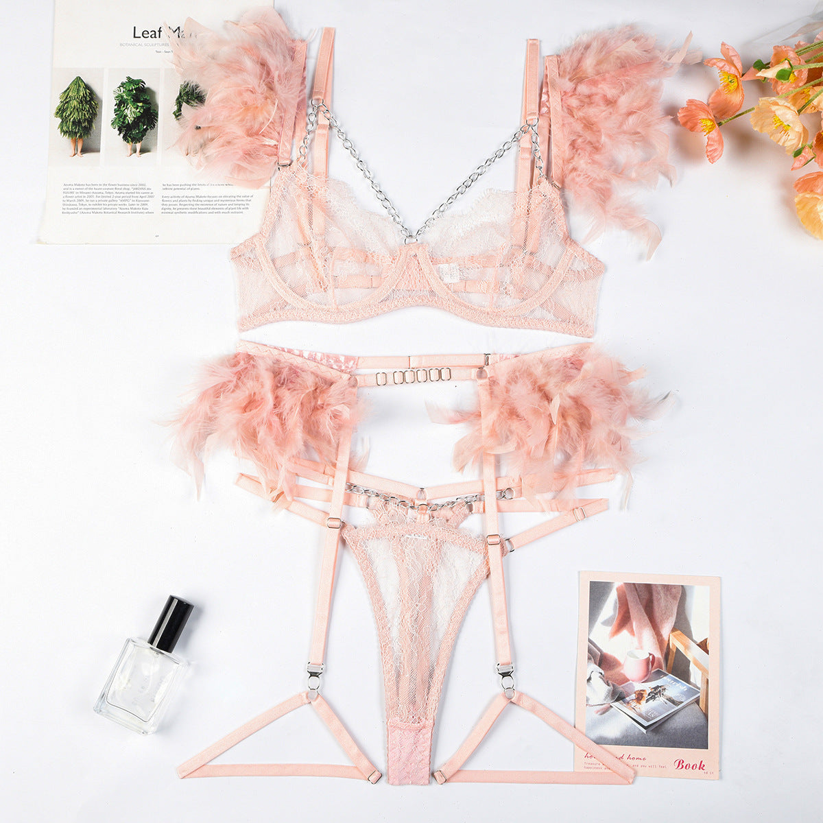 Chain Lace Sexy Lingerie Underwear Bra