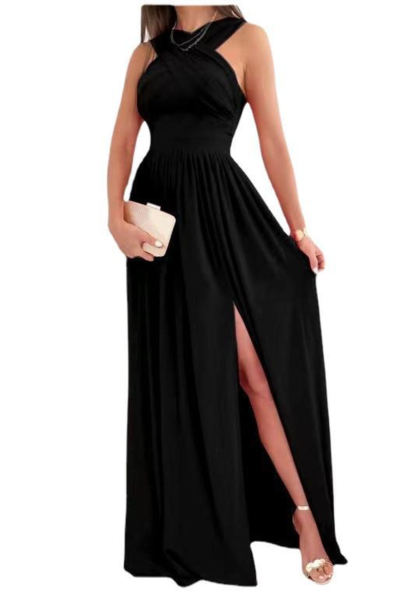 Sleeveless Neck Hanging Back Dress