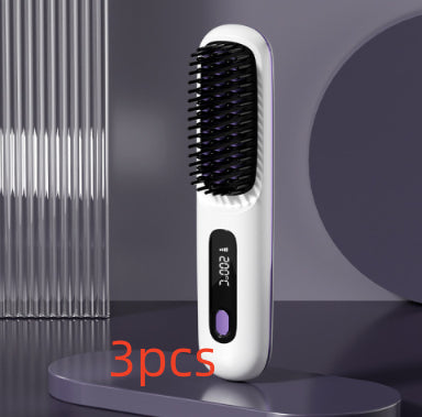 2 In 1 Straight Hair Comb Wireless Hair Straightener Brush Hair Fast Heating