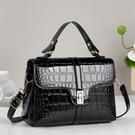 Sleek Stone-patterned Leather Crossbody Bag