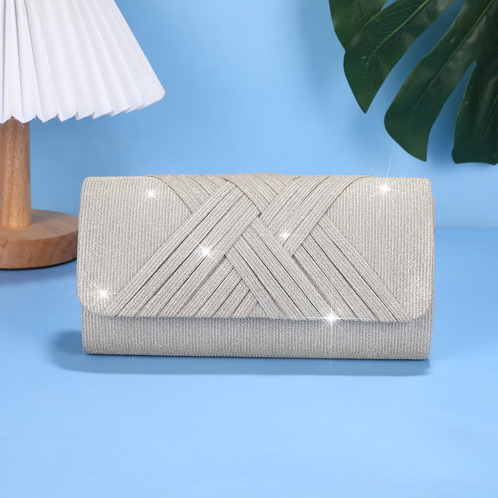 Elegant Striped Bag With Chain Shoulder Strap
