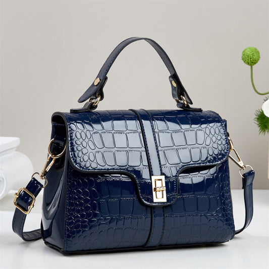 Sleek Stone-patterned Leather Crossbody Bag