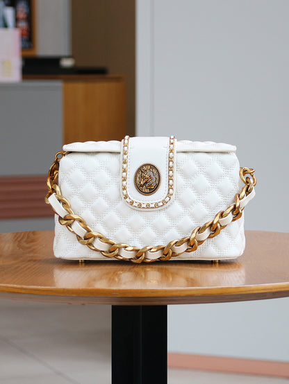 Stylish Solid colour High-end Diamond quilted Crossbody Bag