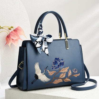 Chinese-Style National-Flair Embroidered Crane Bag