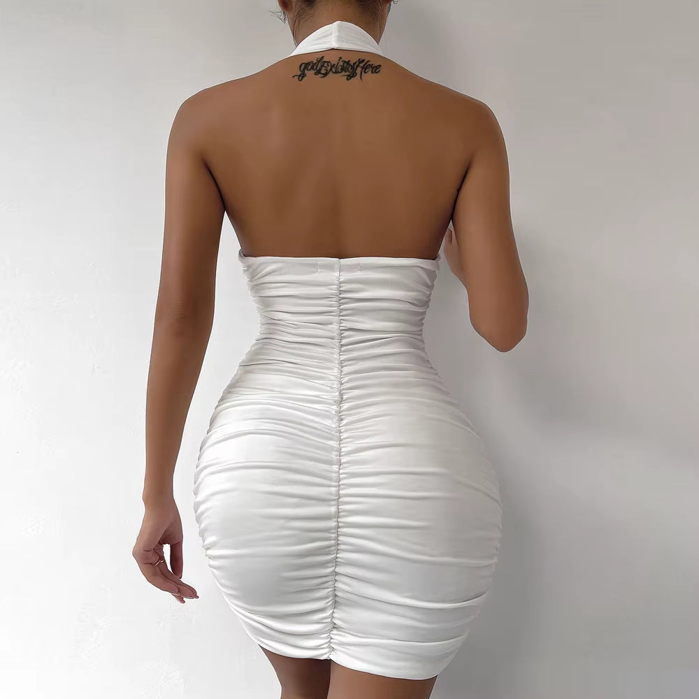  Ruffle V Deep Party Dress