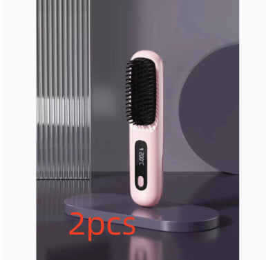 2 In 1 Straight Hair Comb Wireless Hair Straightener Brush Hair Fast Heating