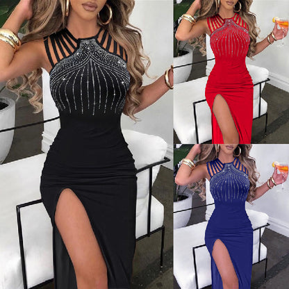 Rhinestone Split Sheath Dress