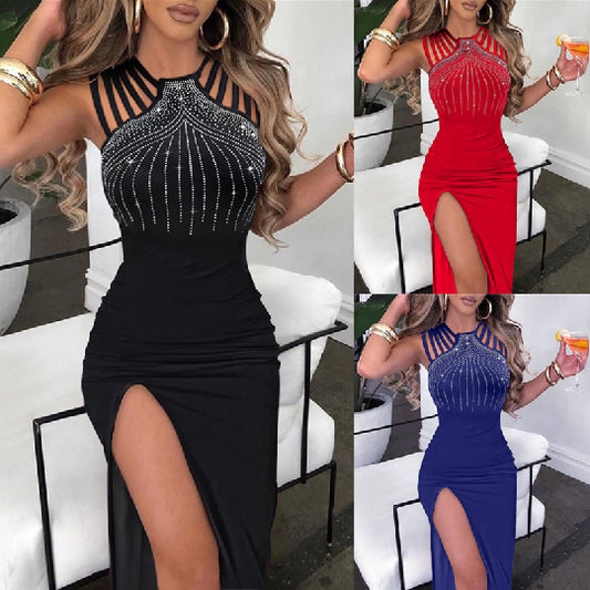Rhinestone Split Sheath Dress