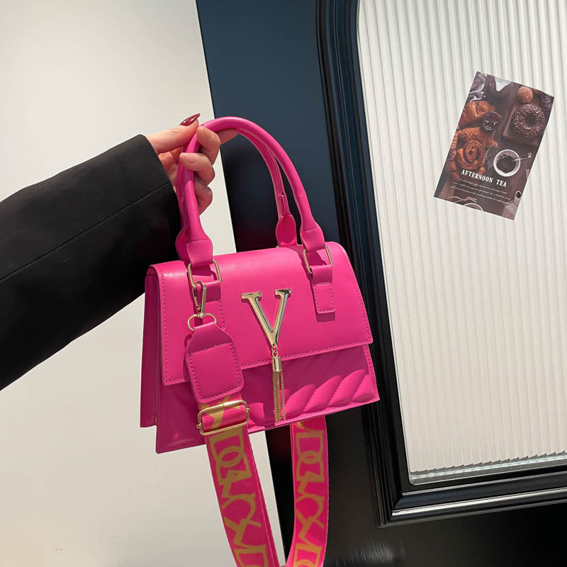Solid-Colour Tassel Crossbody Bag
